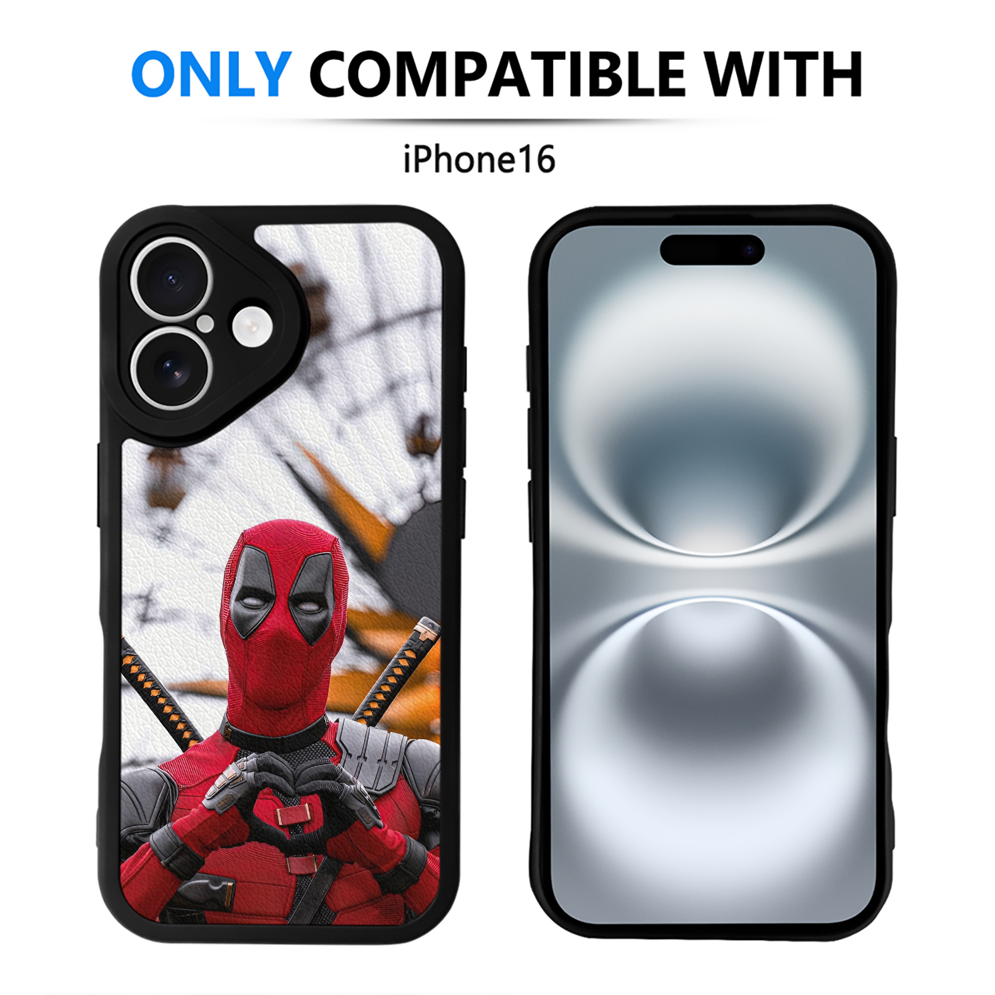 （画像用） Deadpool デッドプール 【iPhone 16シリーズ対応】シリコンスマホケース（レザー調） 材質：シリコン